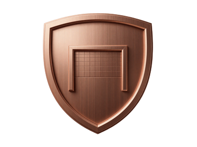 Bronzene VIP-Level-1-Schild-Anstecknadel mit Tormotiv bei Golisimo Casino