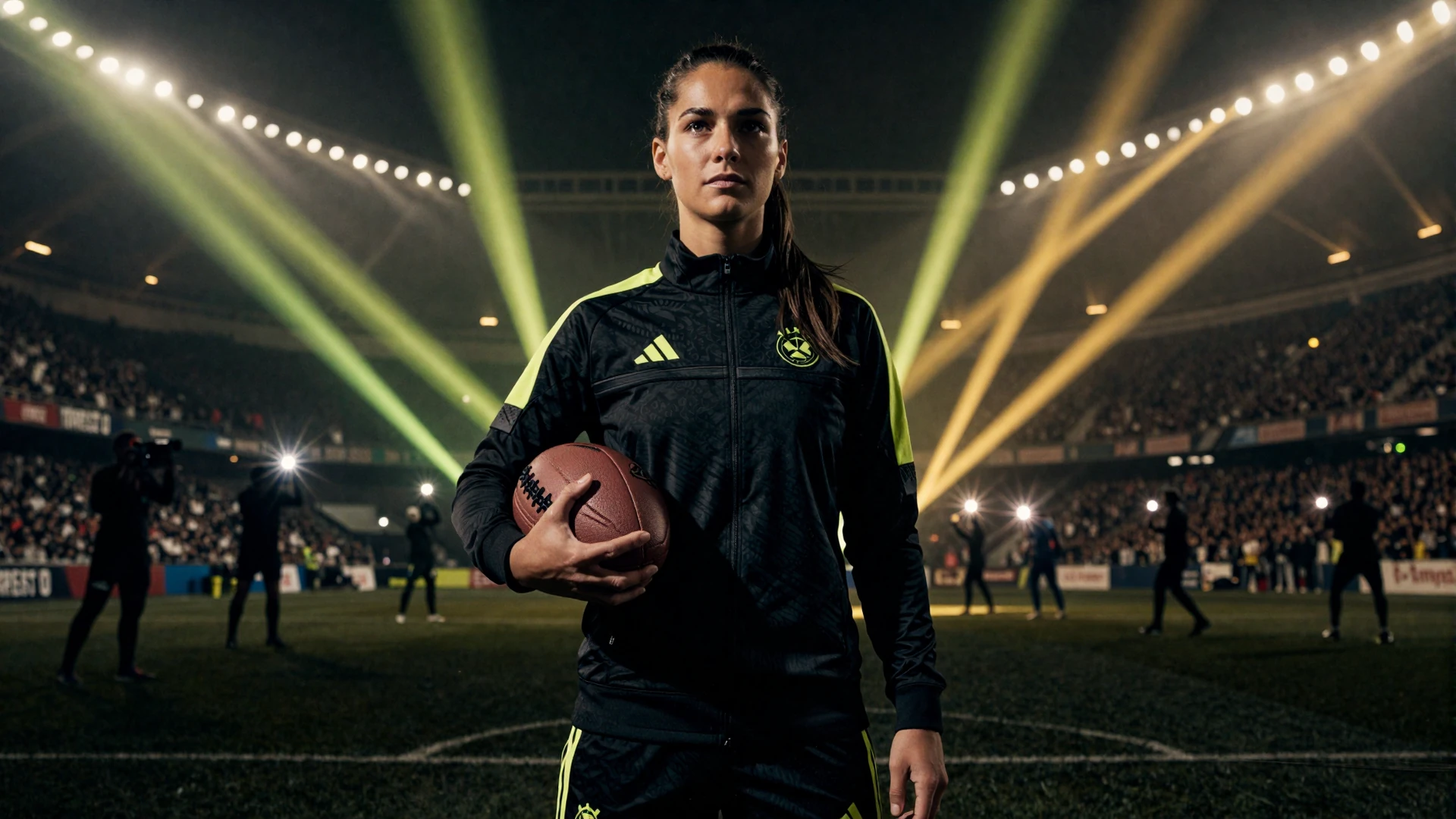 Golisimo Casino Modell mit Fu&szlig;ball unter Stadionflutlichtern beim Online Casino Deutschland