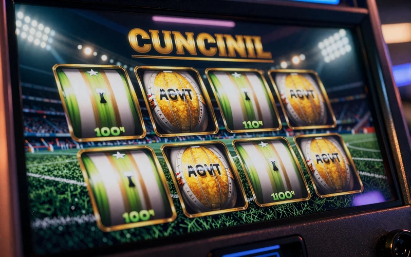 Spielautomaten-Bildschirm mit Fu&szlig;ball-Bonusrunde unter Flutlicht-Beleuchtung bei Golisimo Casino