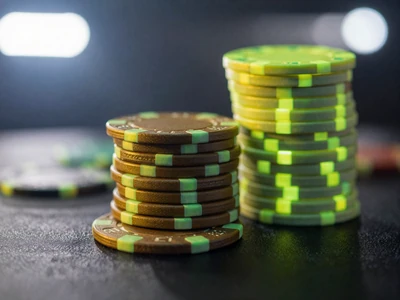 Leuchtende Poker-Chips unter Neon-Flutlicht im Golisimo Casino